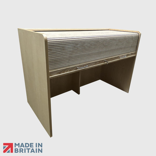 Two Seater Lockable Mixing Desk Cabinet with Rolltop