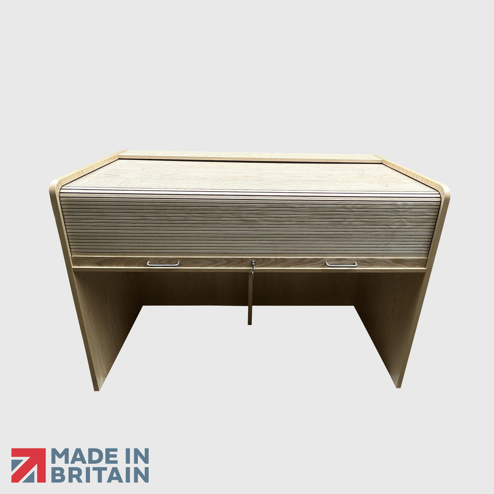 Two Seater Lockable Mixing Desk Cabinet with Rolltop