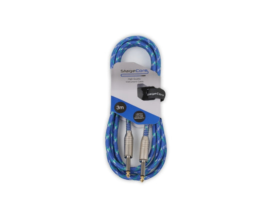 StageCore CORE120 Vintage Tweed Style 6.35mm Mono Jack to Jack Lead - 3M