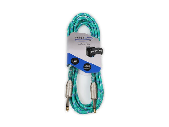 StageCore CORE120 Vintage Tweed Style 6.35mm Mono Jack to Jack Lead - 3M