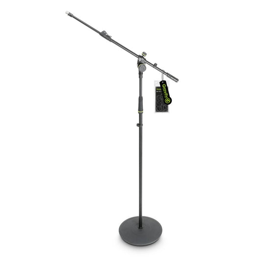 Gravity MS 2322 B Microphone Stand with Round Base and 2-Point Adjustment Telescoping Boom, Long