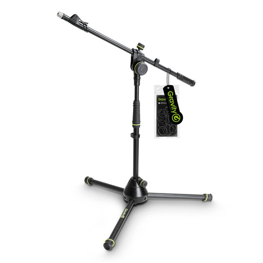 Gravity MS 4222 B Short Microphone Stand with Folding Tripod Base and 2-Point Adjustment Telescoping Boom